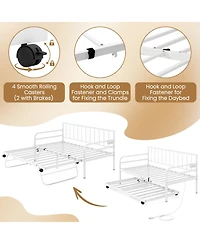Gouun Adjustable Metal Twin Size Daybed with Charging Station and Led Light