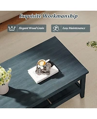 Gouun 47 in Farmhouse 2-Tier Cocktail Coffee Table with Thickened Top