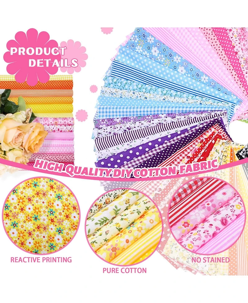 Gnuadz 100 pieces 10 x 10 Cotton Fabric Squares Patchwork Quilting Floral Diy Craft Sewing