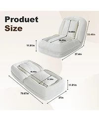 Rainsken Corduroy Upholstered Folding Lazy Sleeper Sofa, 5-Level Adjustable Reclining Lounge Chair, Soft Accent Chair for Bedroom, Living Room