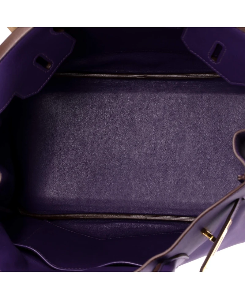 Pre-Owned HERMES Birkin 30 Handbag Purple Swift with Gold Hardware
