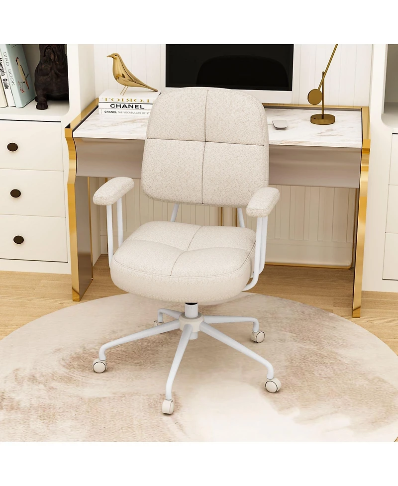 Slickblue Home Office Chair Leathaire Upholstered Cushioned Back