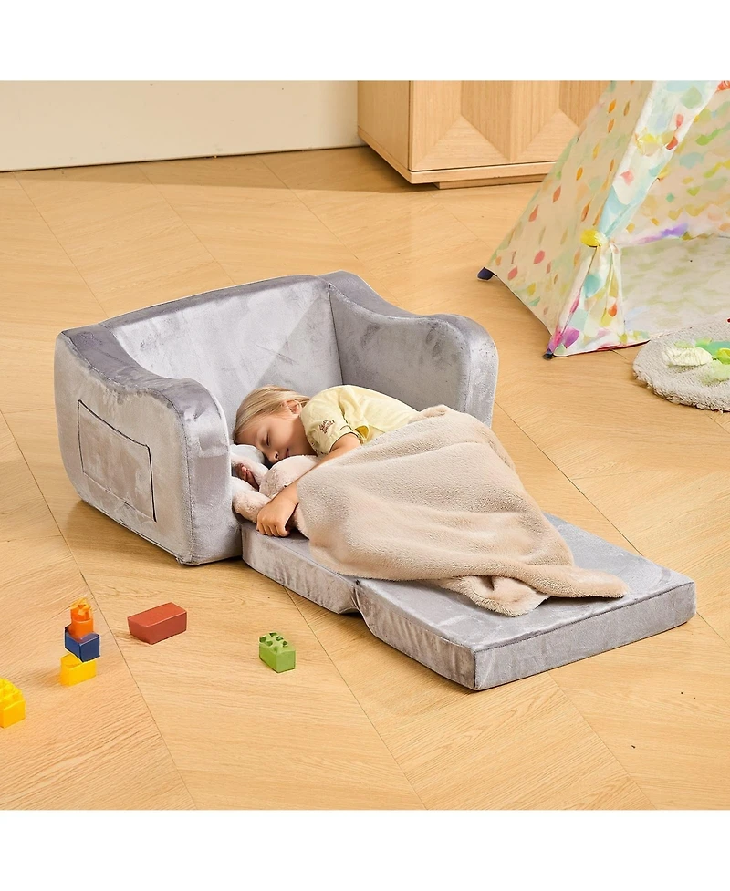 Sugift 2-in-1 Kids Sofa Foldable Toddler Couch Convertible Chair and Lounger