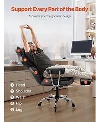 Sugift Executive Office Chair, 400lb Capacity, Ergonomic Reclining Chair with Footrest