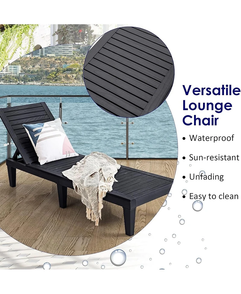 Decksplore Outdoor Chaise Lounge Chair, Lightweight Patio Recliner Chair