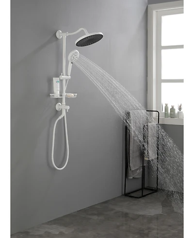 Busdays Shower System, with 10" Rain Showerhead, 4-Function Hand Shower, Adjustable Slide Bar and Soap Dish
