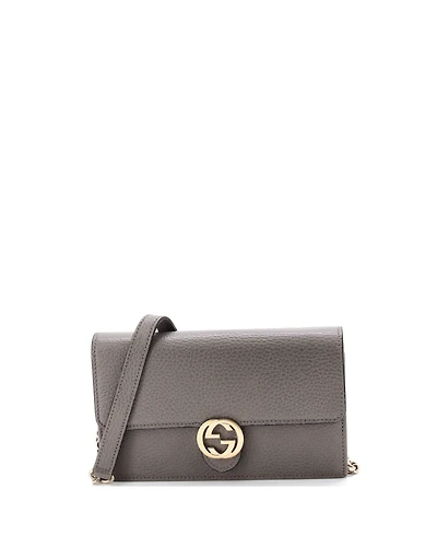 Pre-Owned Gucci Interlocking Wallet on Chain Leather