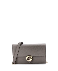 Pre-Owned Gucci Interlocking Wallet on Chain Leather