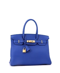 Pre-Owned HERMES Birkin 30 Handbag Blue Togo with Gold Hardware