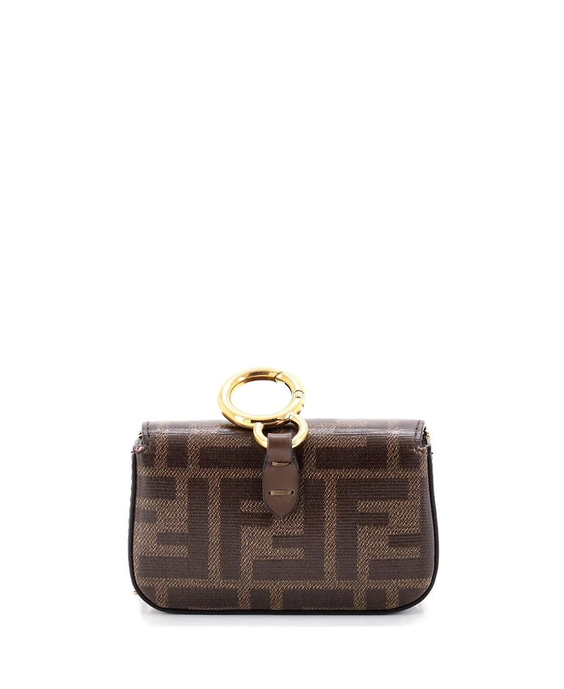 Pre-Owned Fendi Nano Chain Baguette Charm Bag Zucca Coated Canvas