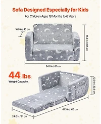 Sugift 2-in-1 Kids Sofa Glow in the Dark Convertible Toddler Chair and Lounger