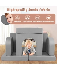 Sugift 8 Piece Modular Kids Play Couch with Soft Fabric Upholstery