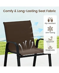 Gouun 3-Piece Outdoor Bar Set with Fabric Chairs, Footrest, and 2-Tier Shelf