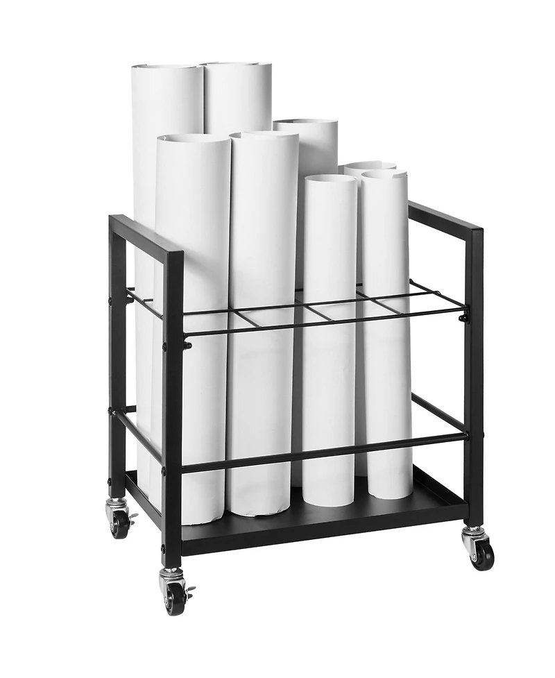 Sugift Blueprint Storage Rack, 12 Slots with Wheels, Mobile Blueprint Holder for Office