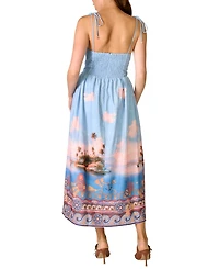 Line & Dot Women's Pernille Square Neck Sleeveless Printed Midi Dress