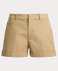 Lauren Ralph Women's Pleated Double-Faced Cotton Short