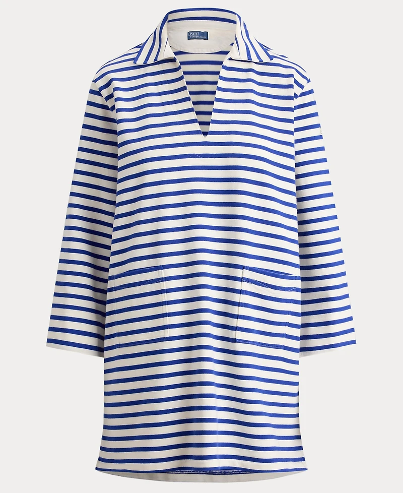 Polo Ralph Lauren Women's Striped Cotton Jersey V-Notch Collar Dress