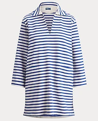 Polo Ralph Lauren Women's Striped Cotton Jersey V-Notch Collar Dress