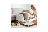 Zeus and Ruta Large Cat Litter Box with Stainless Steel, Flip Cover, Easy Clean Design, Jumbo Capacity