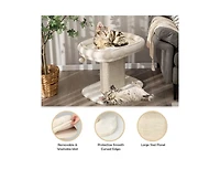 Zeus and Ruta Modern Cat Tree Tower with Large Plush Perch and Sisal Scratching Plate for Indoor Cats