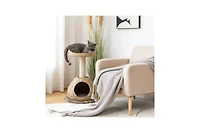 Zeus and Ruta 28 Inch Hand Made Cat Tree Tower with Jump Platform for Indoor Cats