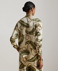 Lauren Ralph Petite Point Collar Relaxed-Fit Rope-Print Twill Shirt