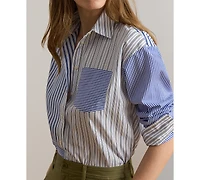 Lauren Ralph Petite Spread Collar Relaxed-Fit Striped Broadcloth Shirt