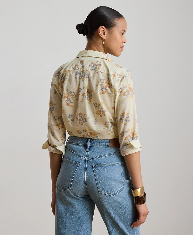 Lauren Ralph Petite Point Collar Classic Fit Floral Voile Shirt
