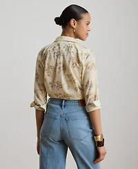 Lauren Ralph Petite Point Collar Classic Fit Floral Voile Shirt