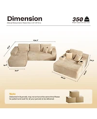 Xizzi 3-Piece L-Shaped Cloud Sectional Sofa with Oversized Chaise Lounge, No-Assembly Living Room Furniture Set, Plush Modular Couch and Comfy Chair