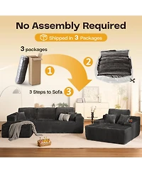 Xizzi 3-Piece L-Shaped Cloud Sectional Sofa with Oversized Chaise Lounge, No-Assembly Living Room Furniture Set, Plush Modular Couch and Comfy Chair