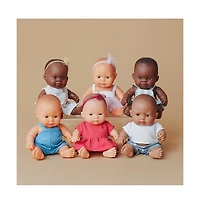 Miniland Baby Doll Caucasian Boy 8 1/4 inches in polybag. Made in Spain with Vanilla Scent. Anatomically Correct. My Friends and Me Collection