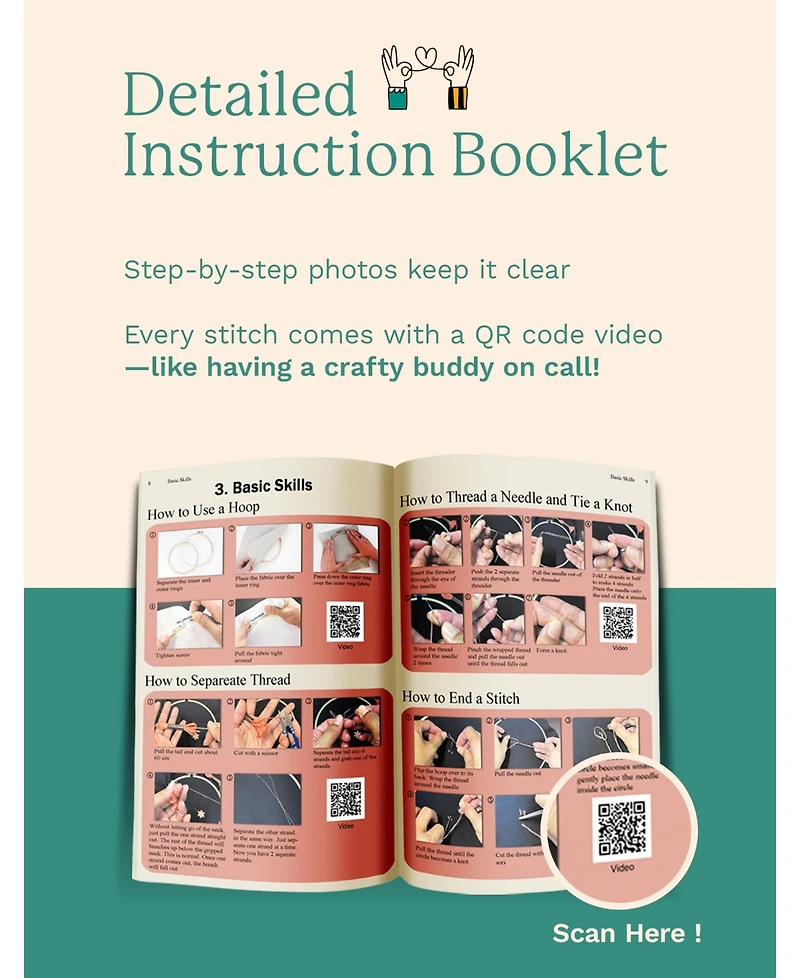 Gnuadz Classic Embroidery Stitches Practice Kit Beginner Adults Hand Learning