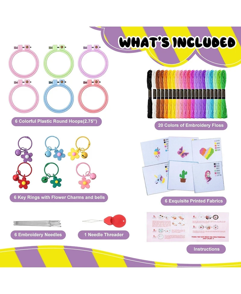 Gnuadz 6 Sets Cross Stitch Kits Beginners Embroidery Needlepoint Starters Practice Sets