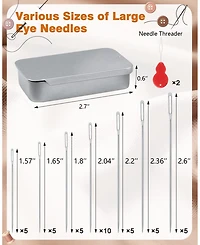 Gnuadz 40PCS Stainless Steel Sewing Needles Large Eye Leather Embroidery Threaders Handsewing Crafts