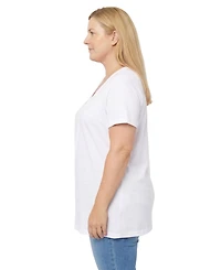 Woman Within Plus Perfect Short-Sleeve Shirred V-Neck Tunic