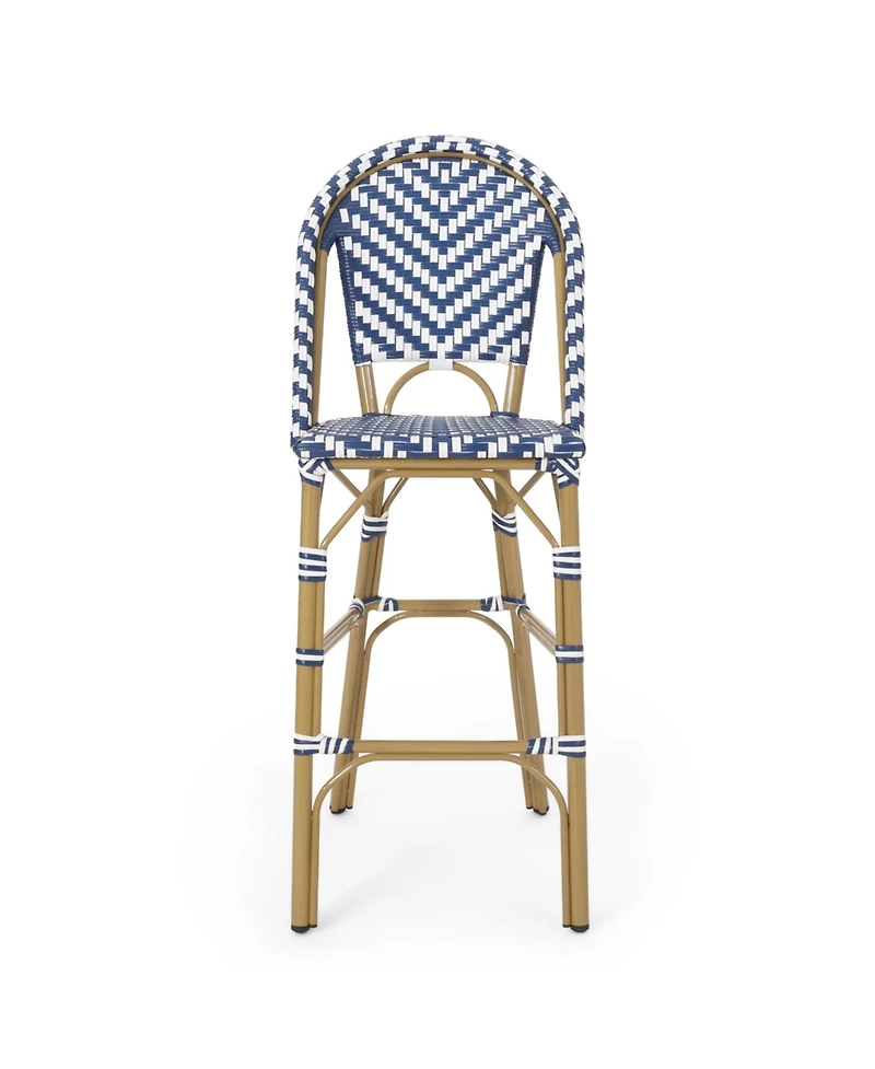 sumyeg Outdoor Pe Rattan French Barstool with Aluminum Frame Set of 2
