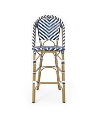 sumyeg Outdoor Pe Rattan French Barstool with Aluminum Frame Set of 2