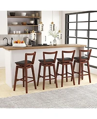 sumyeg Swivel Pu Leather Bar Stool with Backrest and Cushioned Seat