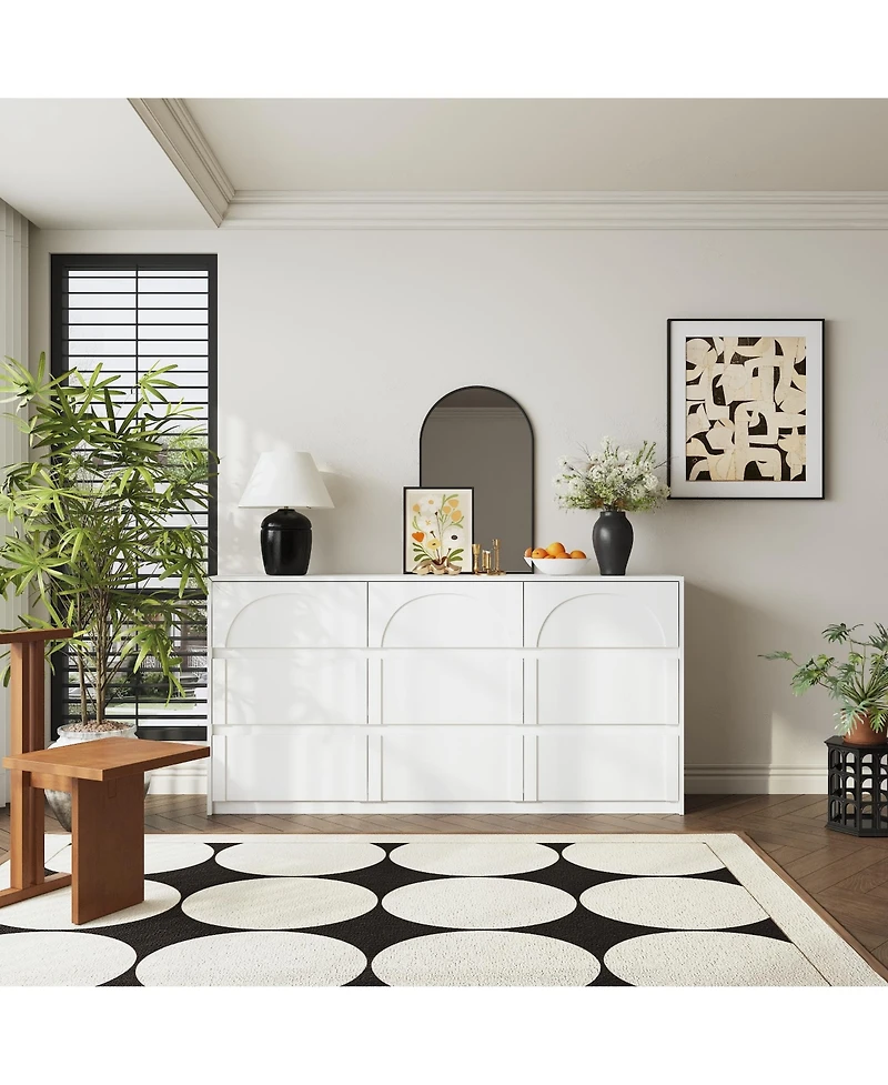 Famapy 63" 9-Drawer Wooden Dresser with Elegant Design – Bedroom Storage Chest