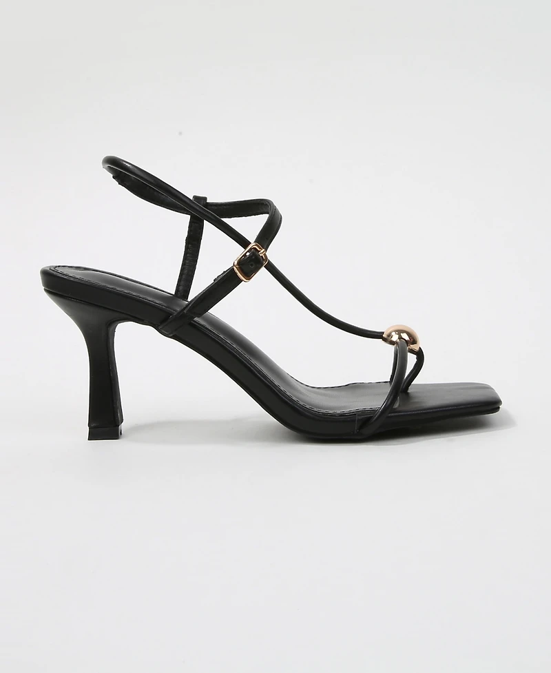 Berness Women's Hisako Dress Heeled Thong Sandal with Gold-Tone Detail