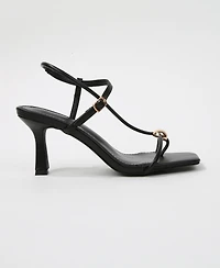 Berness Women's Hisako Dress Heeled Thong Sandal with Gold-Tone Detail