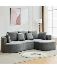 gaomon Sectional Cloud Modular Modern Curved Sofa with Chaise Lounge Chenille Fabric Convertible Compression Sleeper