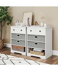 Slickblue 4-Drawer Storage Dresser with Open Shelves Modern Design