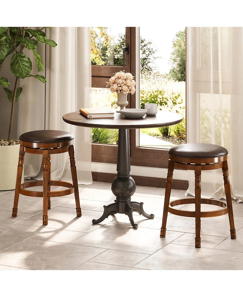 sumyeg Set of 2 Swivel Leather Padded Bar Stools