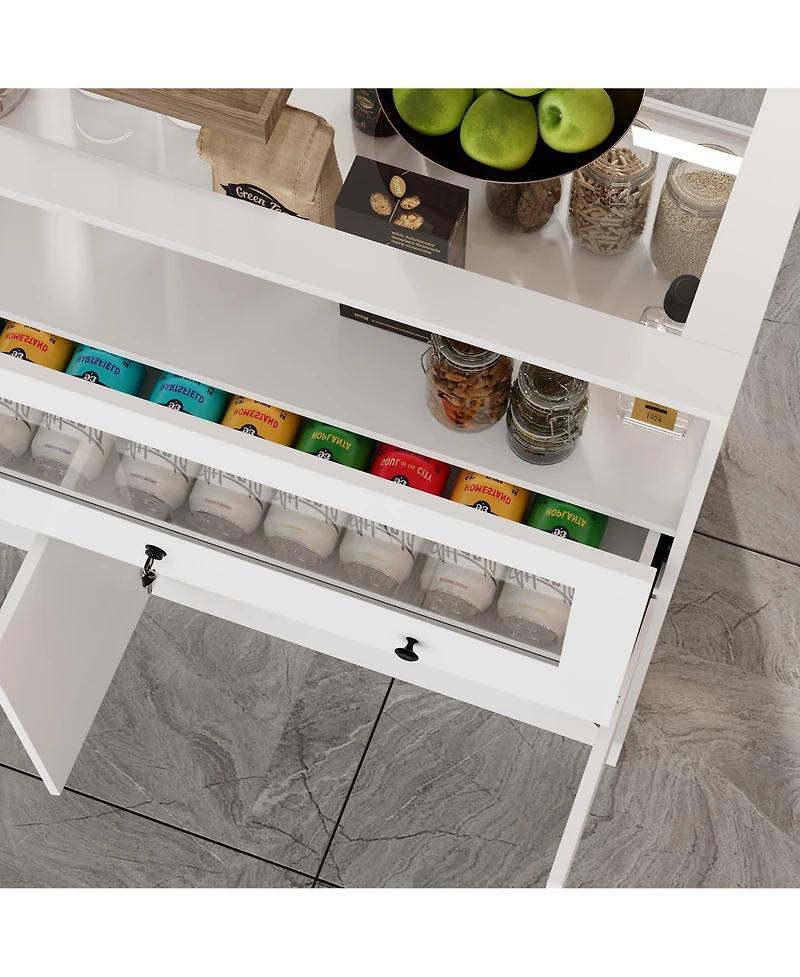 Famapy Storage/Display Cabinet with Glass Top , Bedroom Dresser Armoire Island