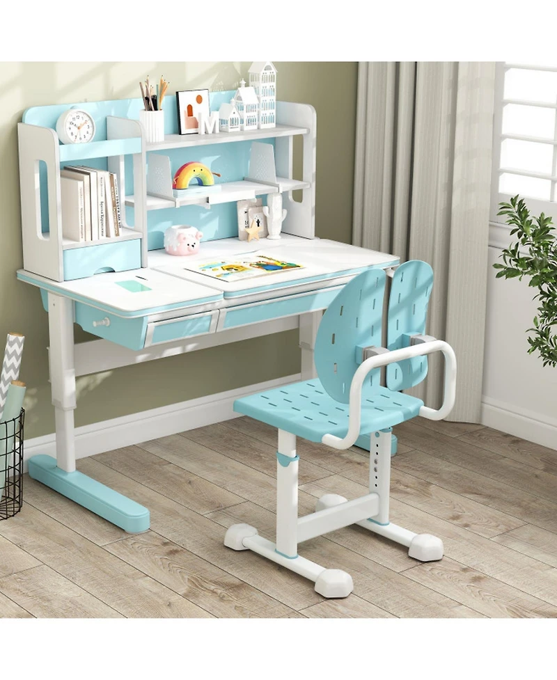 Gouun 5-Position Height-Adjustable Study Chair with Dual Back Support for Kids