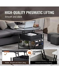 Sugift Lift Top Coffee Table, 35.3 in Round, with Extra Storage for Living Room