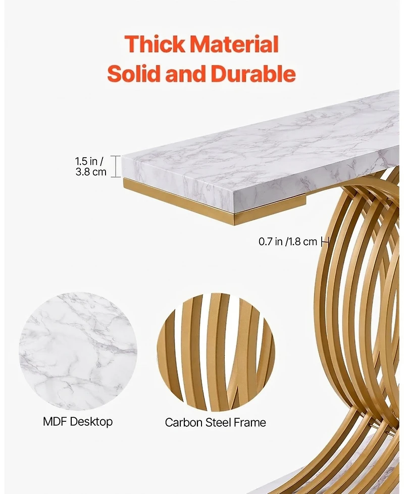 Sugift Narrow Console Sofa Table, 39.4 in, Behind Couch Table with Metal Frame