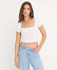 Good American Women's Pointelle Square Neck Crop Top